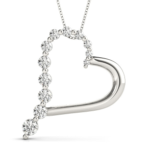 Tania Natural Diamond Round cut Shared Prong Heart Necklaces