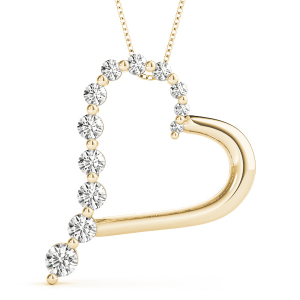 Tania Natural Diamond Yellow Gold Shared Prong Heart Necklaces