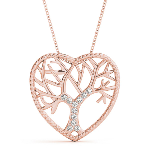 Arlin Natural Diamond Rose Gold Shared Prong Heart Necklaces