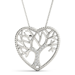 Arlin Natural Diamond Round cut Shared Prong Heart Necklaces