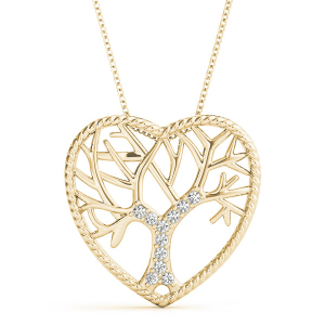 Arlin Natural Diamond Yellow Gold Shared Prong Heart Necklaces