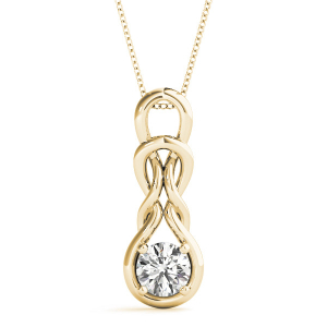 Robinia Natural Diamond Yellow Gold 4 Prong Solitaire Pendant Necklaces