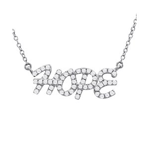 Leetza Lab-Created Diamond White Gold Pave Set  Designer Pendant Necklace