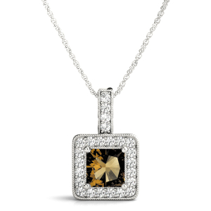 Halo Pendant Brown Diamond Yellow Gold 