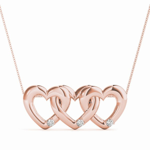 Raelyn Natural Diamond Rose Gold 4 Prong Heart Necklaces