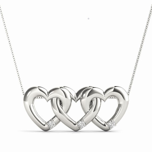 Raelyn Natural Diamond Round cut 4 Prong  Heart Necklaces