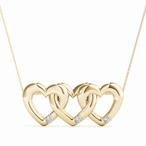 Raelyn Natural Diamond Yellow Gold 4 Prong Heart Necklaces