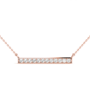 Gabrella Lab-Created Rose Gold Bar Set Diamond Necklace