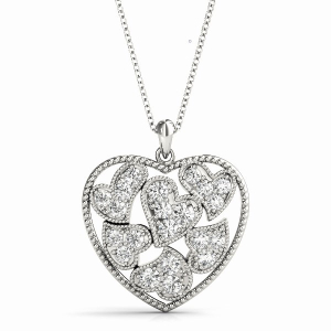 Lizzy Natural Diamond Round cut 4 Prong  Heart Necklaces