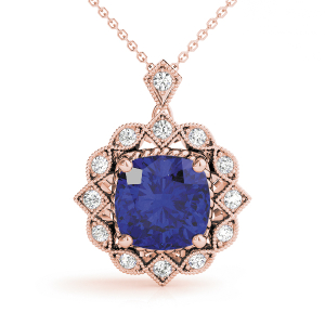 Preetha Blue Sapphire Rose Gold 4 Prong 