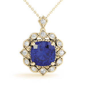 Preetha Blue Sapphire Yellow Gold 4 Prong 