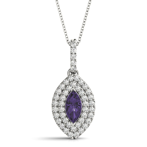 Tarasha Amethyst 2 Prong Halo Pendant Necklace