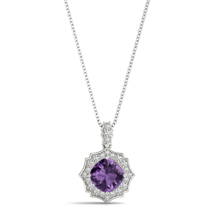 Scalloped Halo Pendant Amethyst 