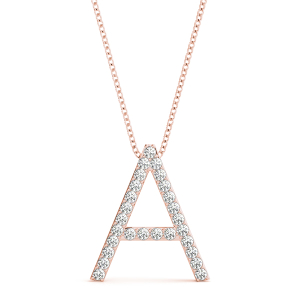 Asher Lab-Created Rose Gold Prong Set Diamond Initial Necklace