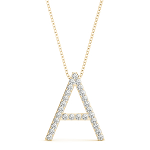 Asher Lab-Created Yellow Gold Prong Set Diamond Initial Necklace