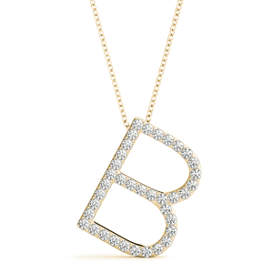 Bryson Lab-Created Yellow Gold Prong Set Diamond Initial Necklace