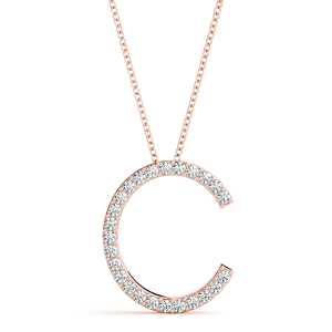 Cairo Lab-Created Rose Gold Prong Set Diamond Initial Necklace