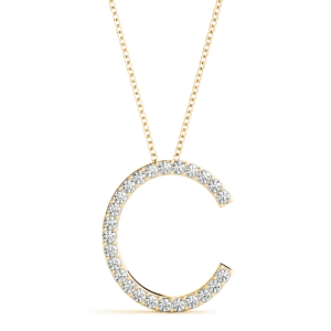 Cairo Lab-Created Yellow Gold Prong Set Diamond Initial Necklace