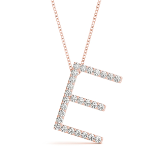 Elvin Lab-Created Rose Gold Prong Set Diamond Initial Necklace