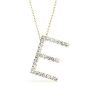 Elvin Lab-Created Yellow Gold Prong Set Diamond Initial Necklace