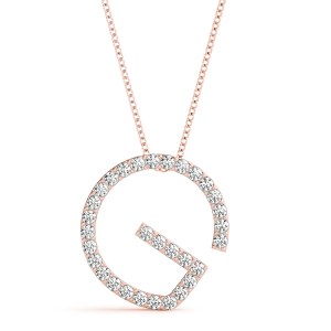 Griffin Lab-Created Rose Gold Prong Set Diamond Initial Necklace