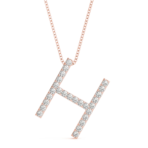 Harris Lab-Created Rose Gold Prong Set Diamond Initial Necklace