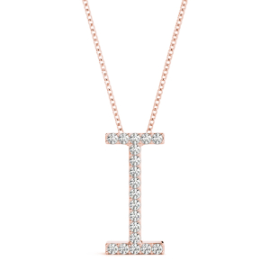 Israel Lab-Created Rose Gold Prong Set Diamond Initial Necklace