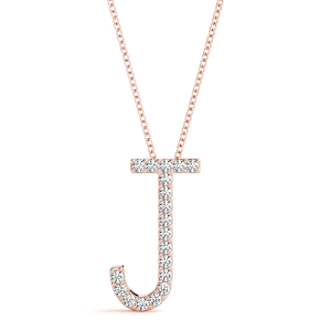 Jovian  Lab-Created Rose Gold Prong Set Diamond Initial Necklace