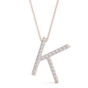 Kipton Lab-Created Rose Gold Prong Set Diamond Initial Necklace