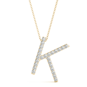 Kipton Lab-Created Yellow Gold Prong Set Diamond Initial Necklace