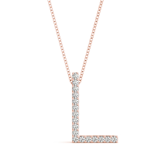 Linden Lab-Created Rose Gold Prong Set Diamond Initial Necklace