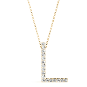 Linden Lab-Created Yellow Gold Prong Set Diamond Initial Necklace