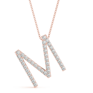 Mason Lab-Created Rose Gold Prong Set  Diamond Initial Necklace