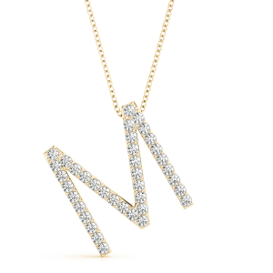 Mason Lab-Created Yellow Gold Prong Set  Diamond Initial Necklace