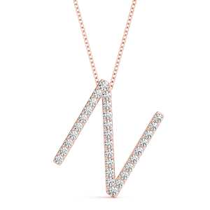 Nicholas Lab-Created Rose Gold Prong Set  Diamond Initial Necklace