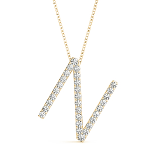 Nicholas Lab-Created Yellow Gold Prong Set  Diamond Initial Necklace