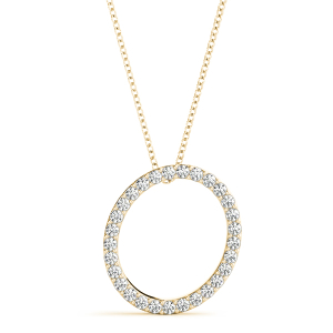 Orion Lab-Created Yellow Gold Prong Set  Diamond Initial Necklace