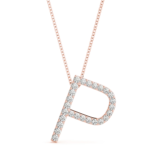 Pierson Lab-Created Rose Gold Prong Set  Diamond Initial Necklace