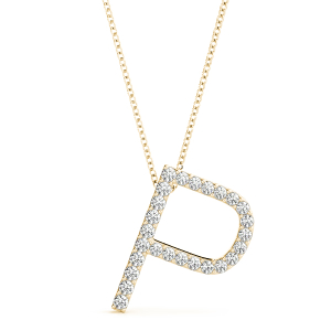 Pierson Lab-Created Yellow Gold Prong Set  Diamond Initial Necklace