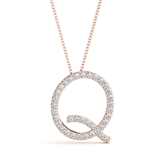 Quirin Lab-Created Rose Gold Prong Set  Diamond Initial Necklace