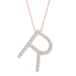 Robert Lab-Created Rose Gold Prong Set  Diamond Initial Necklace