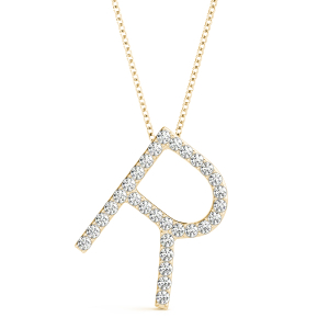 Robert Lab-Created Yellow Gold Prong Set  Diamond Initial Necklace