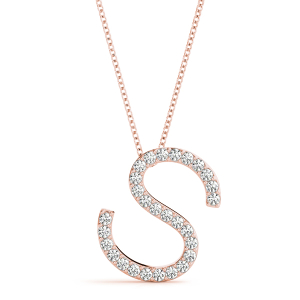 Stanley Lab-Created Rose Gold Prong Set  Diamond Initial Necklace