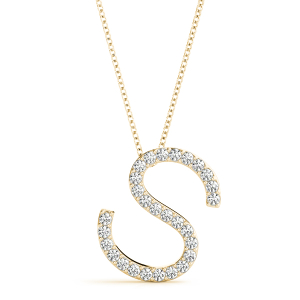 Stanley Lab-Created Yellow Gold Prong Set  Diamond Initial Necklace