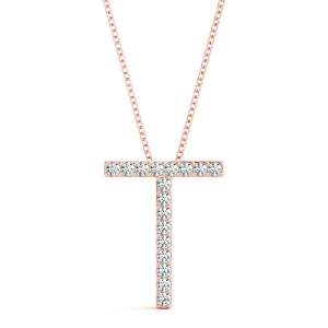 Tyler Lab-Created Rose Gold Prong Set  Diamond Initial Necklace