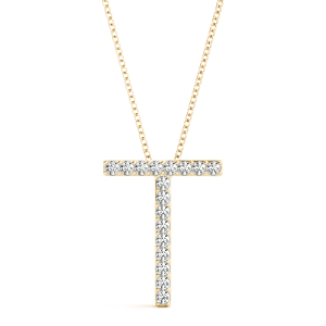 Tyler Lab-Created Yellow Gold Prong Set  Diamond Initial Necklace