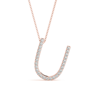 David Lab-Created Rose Gold Prong Set  Diamond Initial Necklace