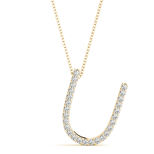 David Lab-Created Yellow Gold Prong Set  Diamond Initial Necklace