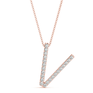 Van Lab-Created Rose Gold Prong Set  Diamond Initial Necklace