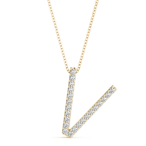 Van Lab-Created Yellow Gold Prong Set  Diamond Initial Necklace